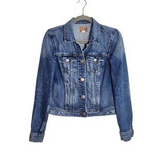 American Eagle Medium Wash Cropped Trucker Jean Jacket Size Medium